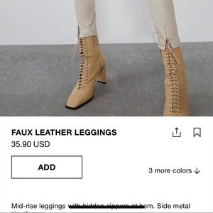 Zara Cream Leather Leggings